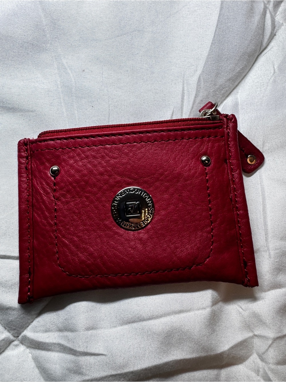 Stone Mountain Red pebbled-grain leather Zip Card Holder Wallet